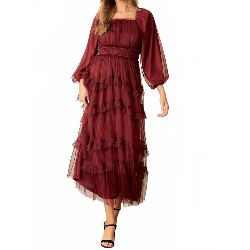 NEW POLAGRAM arrington dress in burgundy